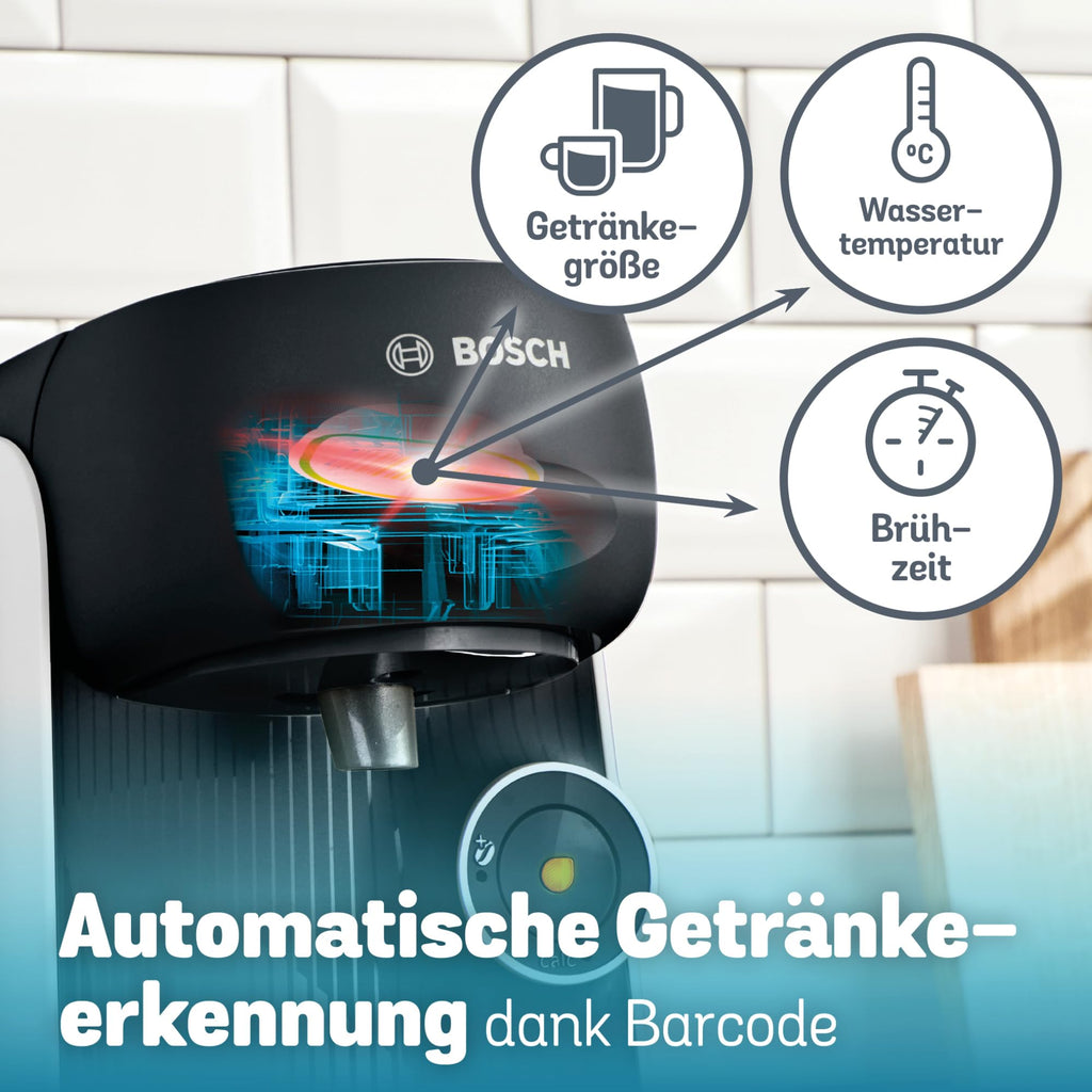 Elite Tassimo Finesse TAS1104 – Kapselmaschine, IntensityBoost, über 70 Getränke, 1400W, Weiss/Schwarz
