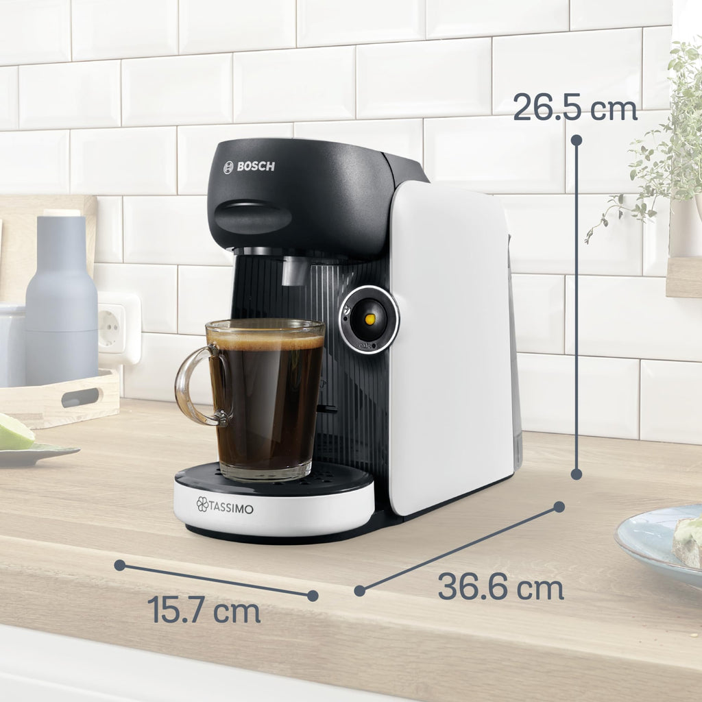 Elite Tassimo Finesse TAS1104 – Kapselmaschine, IntensityBoost, über 70 Getränke, 1400W, Weiss/Schwarz