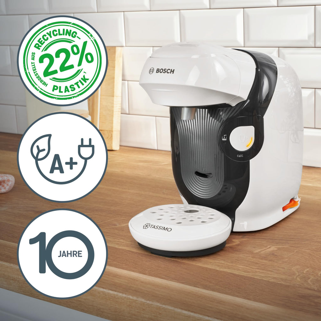 Elite Tassimo Style TAS1104 – Kapselmaschine, über 70 Getränke, INTELLIBREW™, 1400W, Weiss