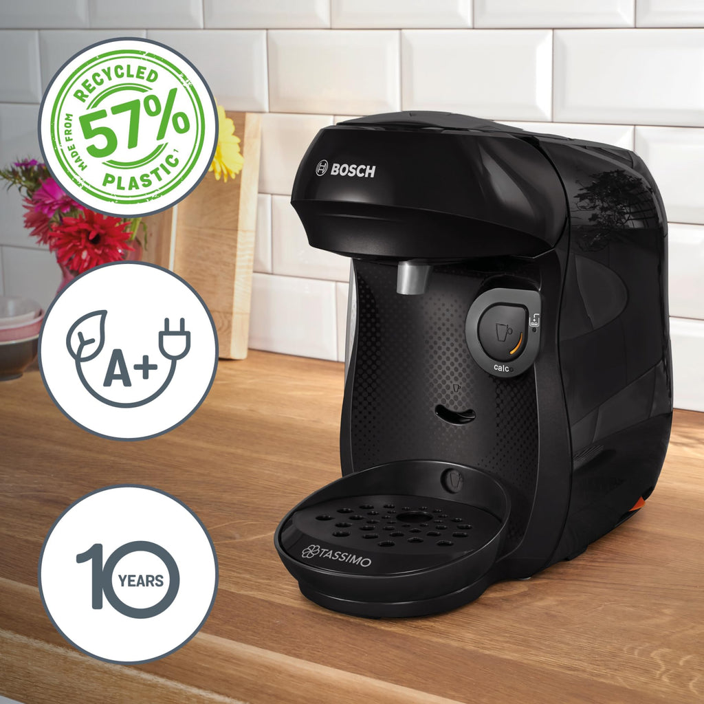Elite Tassimo Happy TAS1002 – Kapselmaschine, über 70 Getränke, INTELLIBREW™, 1400W, Schwarz
