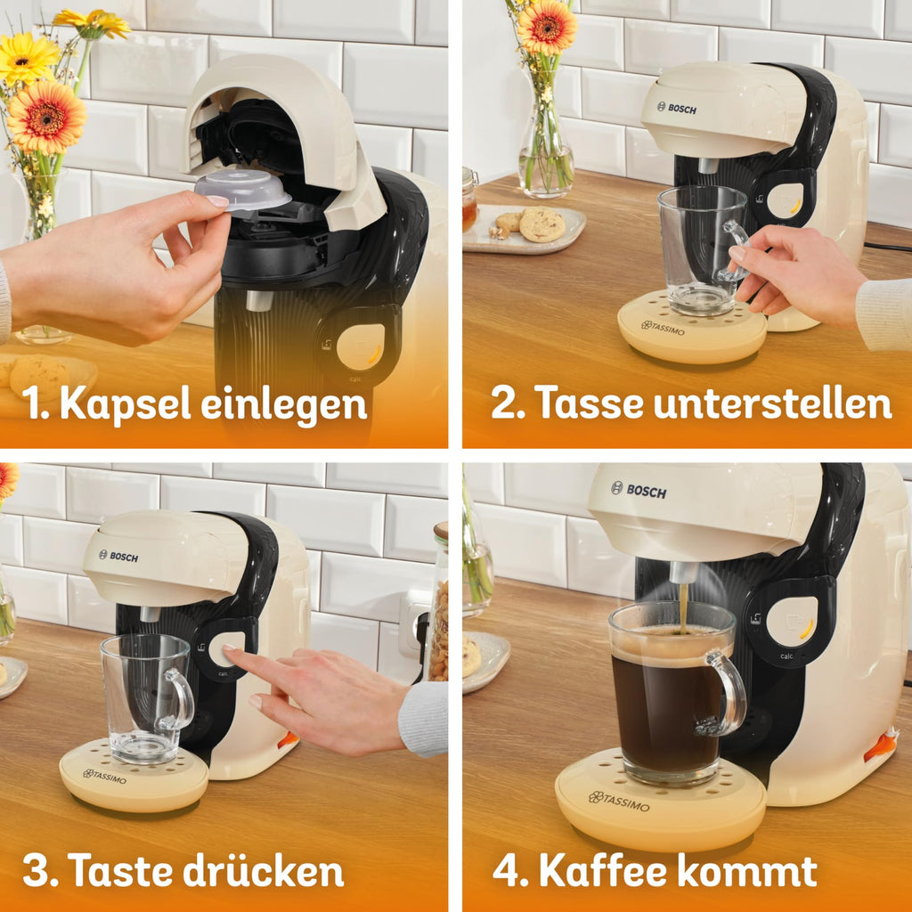 Elite Tassimo Style TAS1107 – Kapselmaschine, über 70 Getränke, INTELLIBREW™, 1400W, Creme