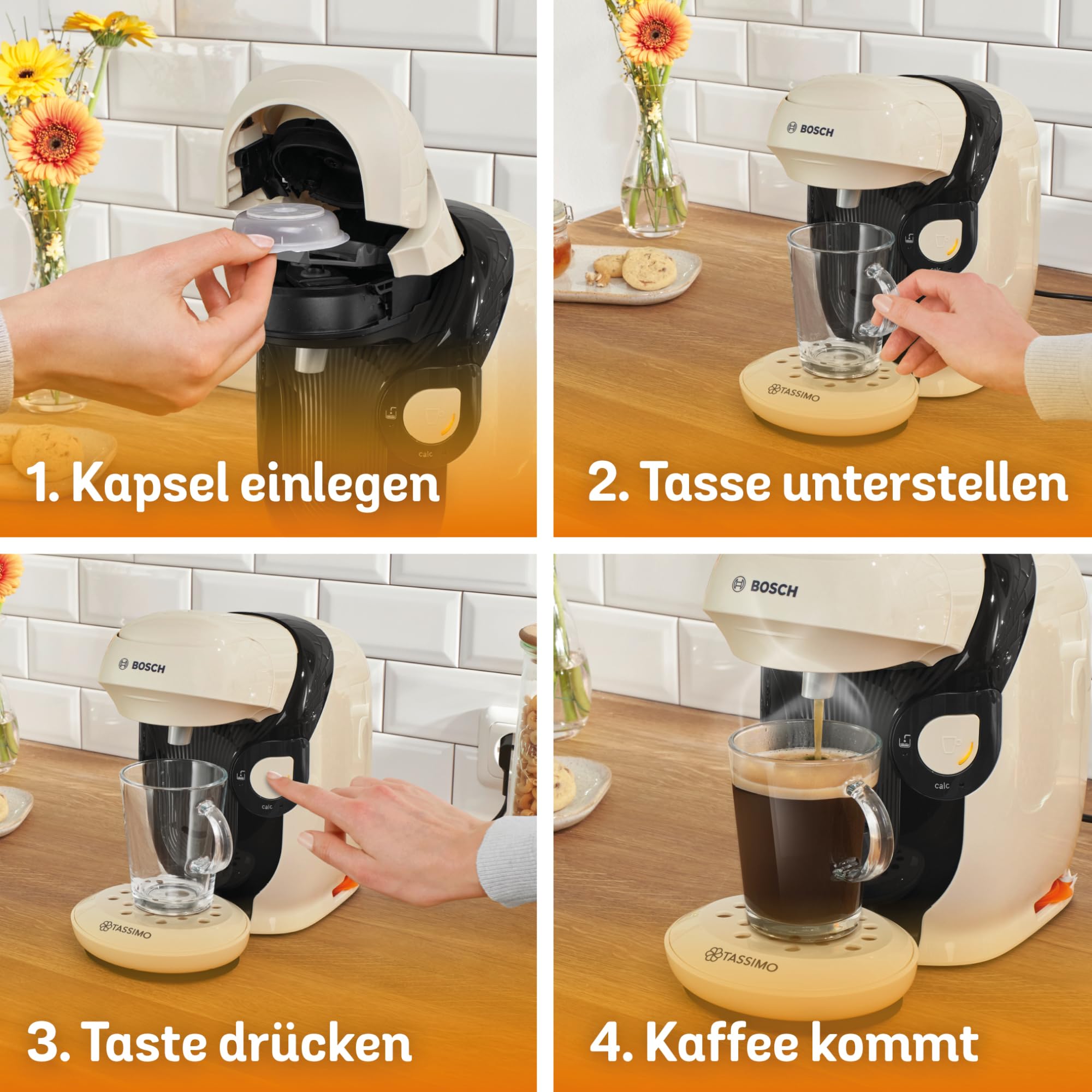 Elite Tassimo Style TAS1107 – Kapselmaschine, über 70 Getränke, INTELLIBREW™, 1400W, Creme