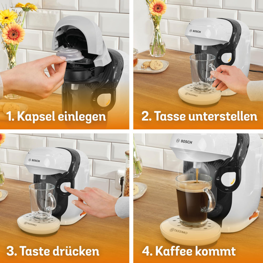 Elite Tassimo Style TAS1104 – Kapselmaschine, über 70 Getränke, INTELLIBREW™, 1400W, Weiss