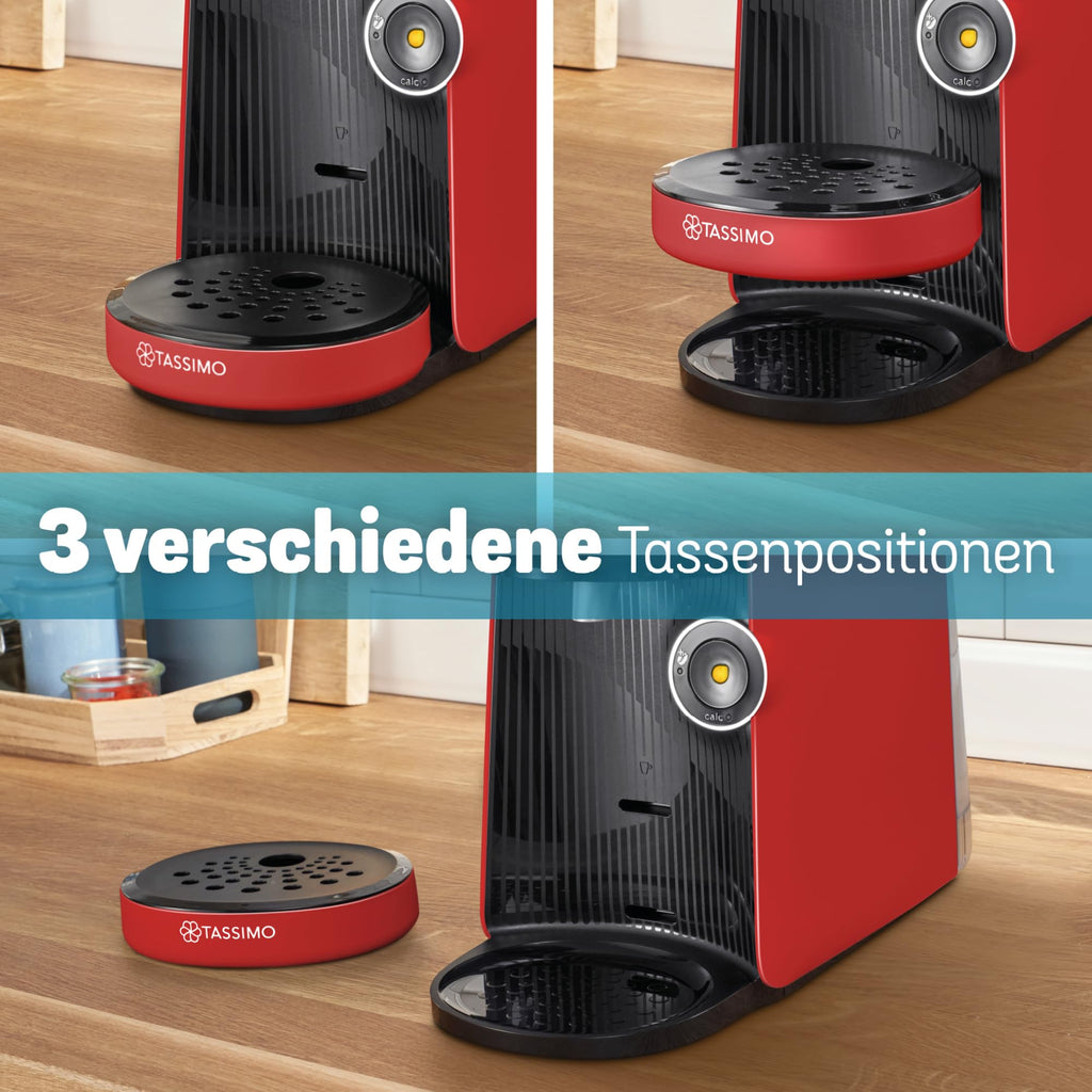 Elite Tassimo Finesse TAS163E – Kapselmaschine mit IntensityBoost, über 70 Getränke, 1400W, Rot/Schwarz