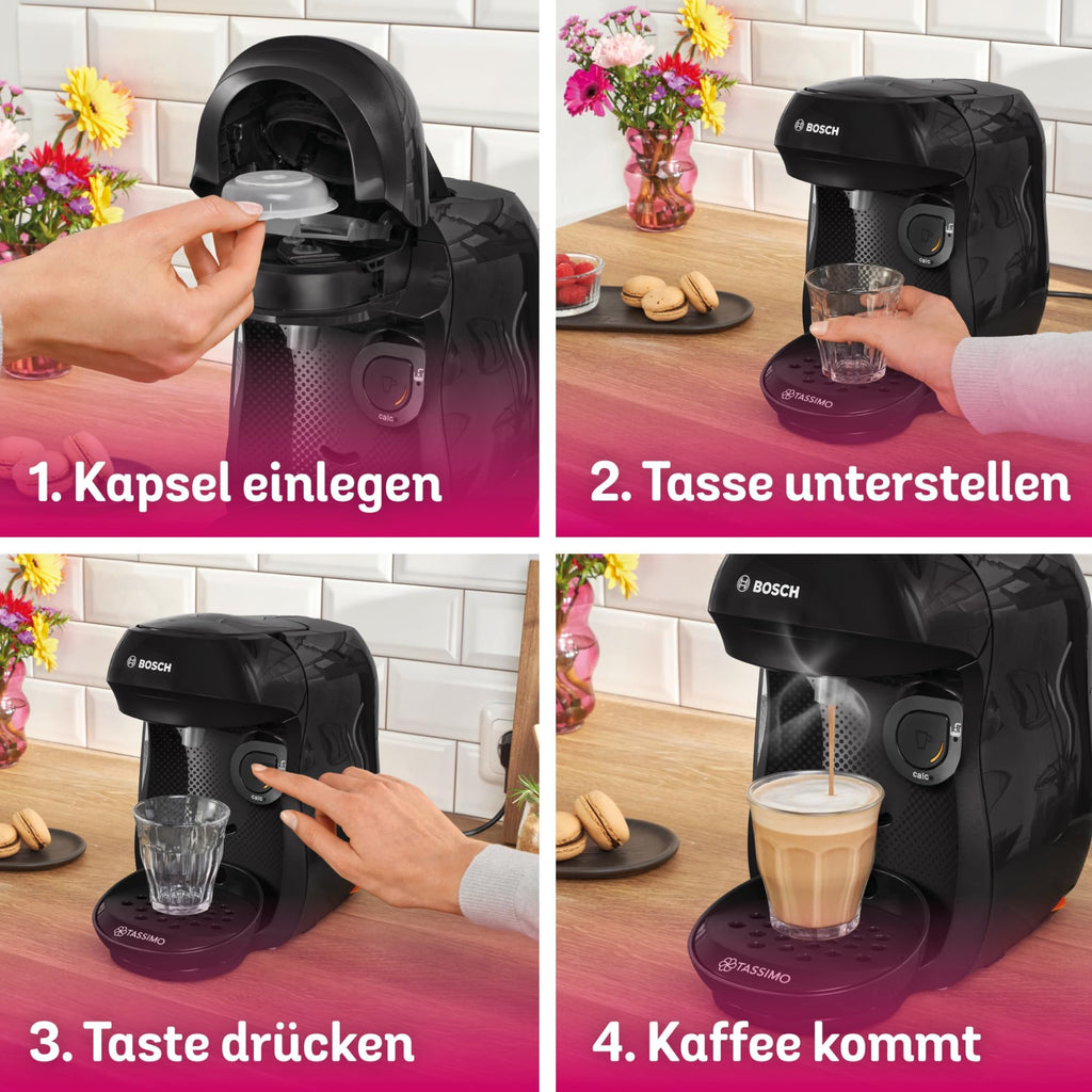 Elite Tassimo Happy TAS1002 – Kapselmaschine, über 70 Getränke, INTELLIBREW™, 1400W, Schwarz