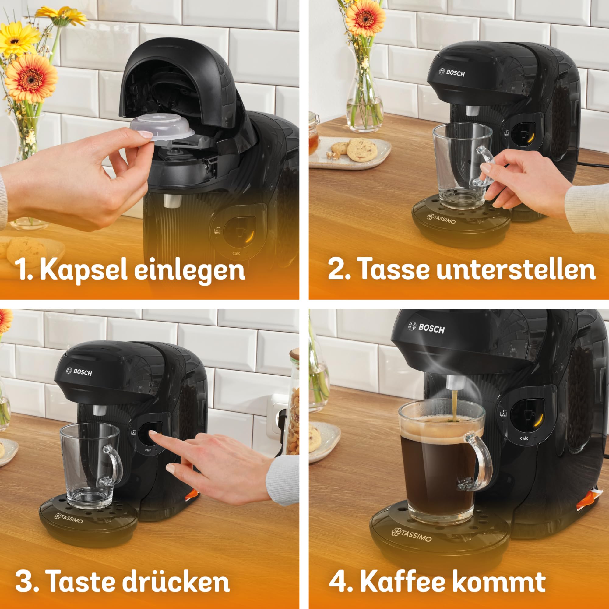 Elite Tassimo Style TAS1102 – Kapselmaschine, über 70 Getränke, INTELLIBREW™, 1400W, Schwarz